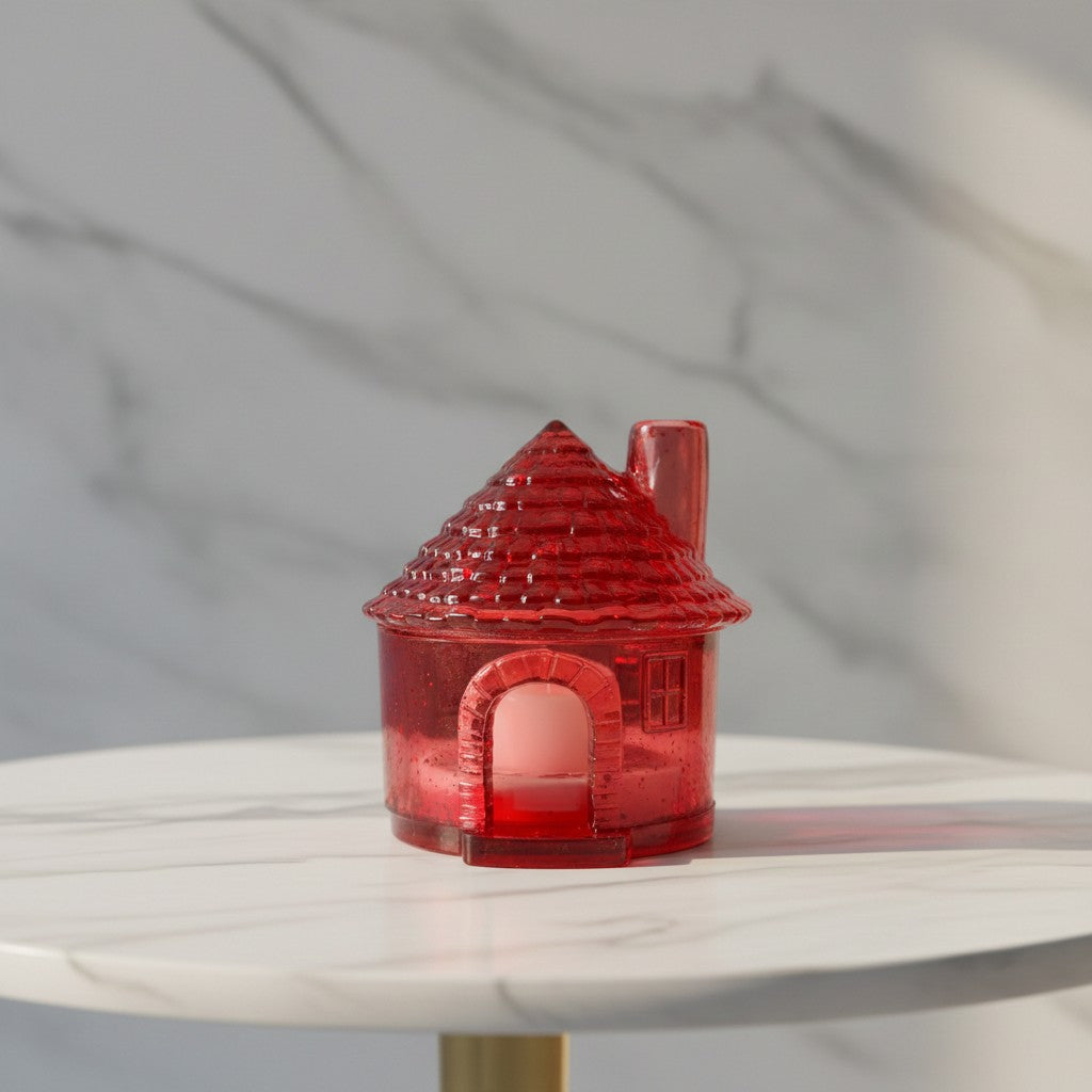 Red and White Christmas Candle Holder House image 0