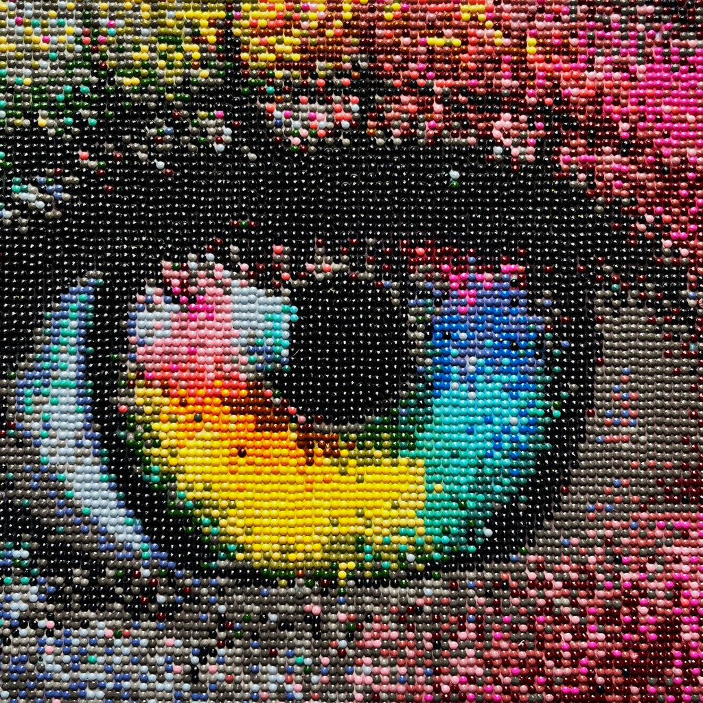 Multi colour large eye diamond painting picture quirky wall hanging handmade
