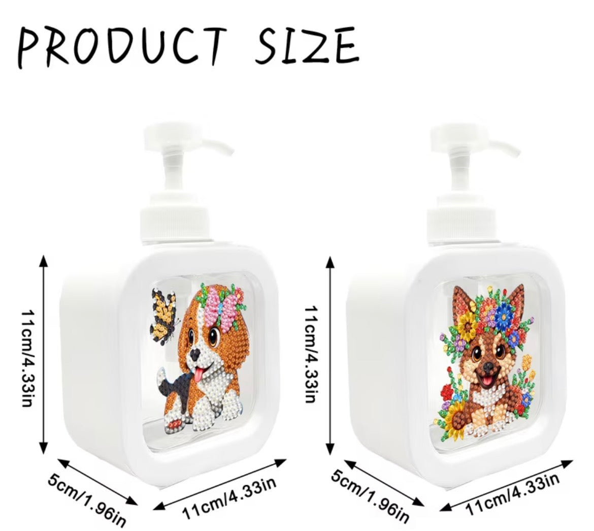 Sparkly bathroom soap dispensers of cute male and female dogs Handmade