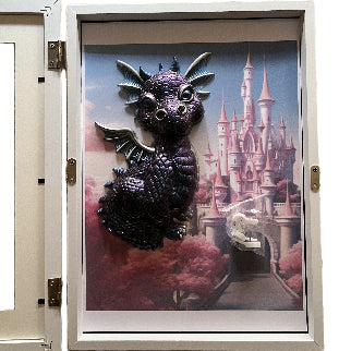 Cute 3D Dragon Resin Picture In Shadowbox Handmade Resin Decor