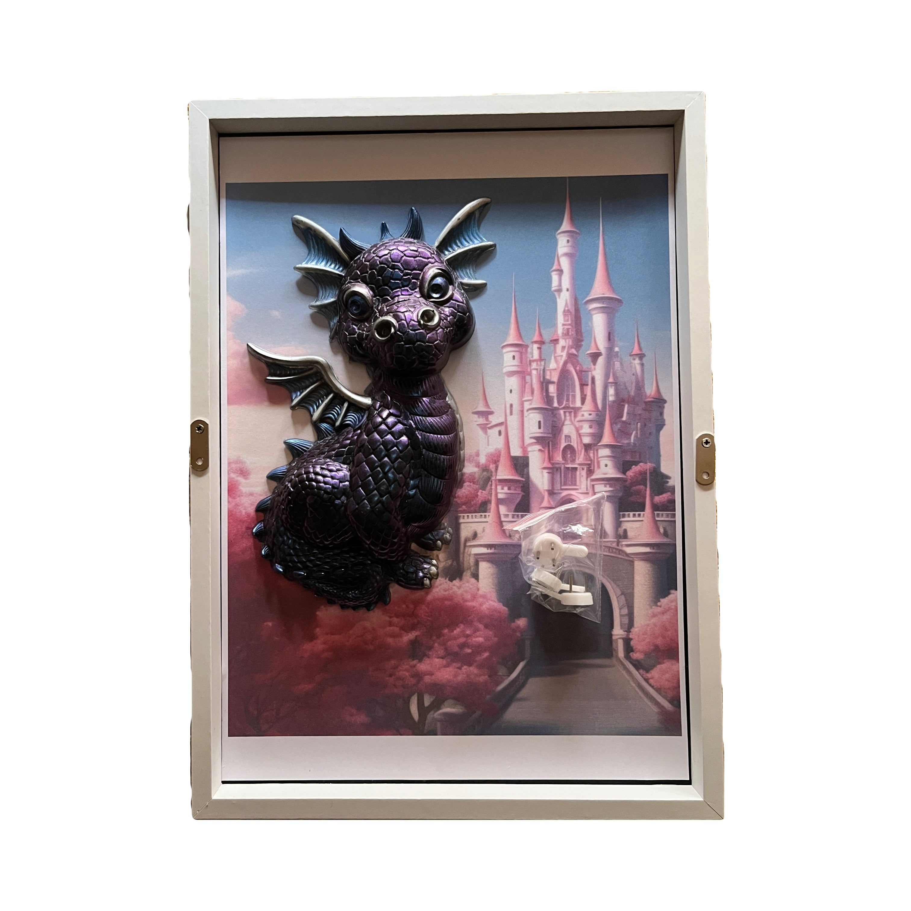 Cute 3D Dragon Resin Picture In Shadowbox Handmade Resin Decor