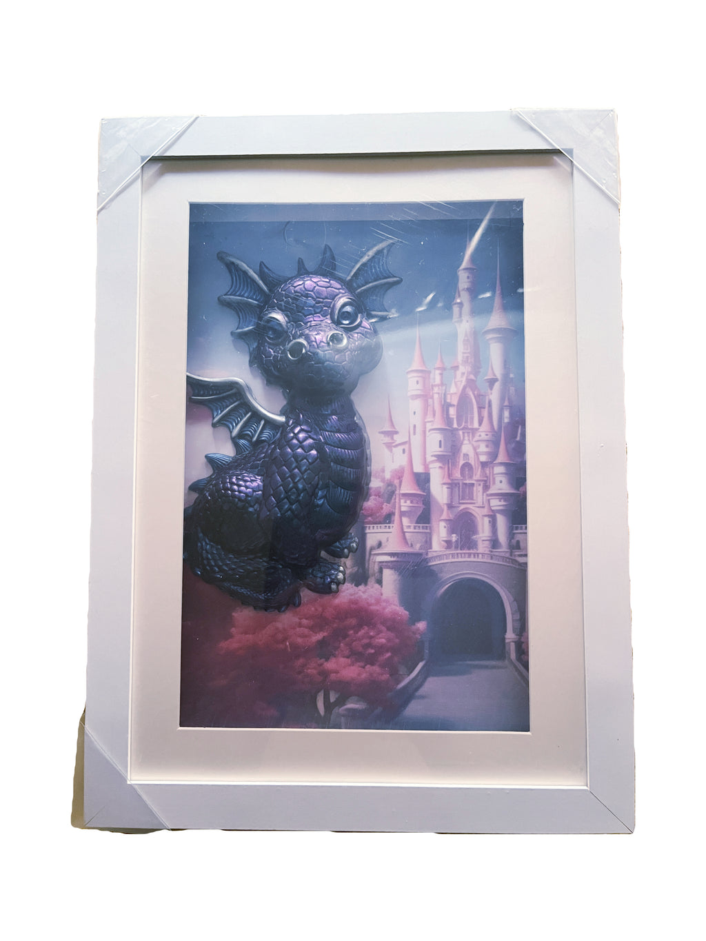 Cute 3D Dragon Resin Picture In Shadowbox Handmade Resin Decor