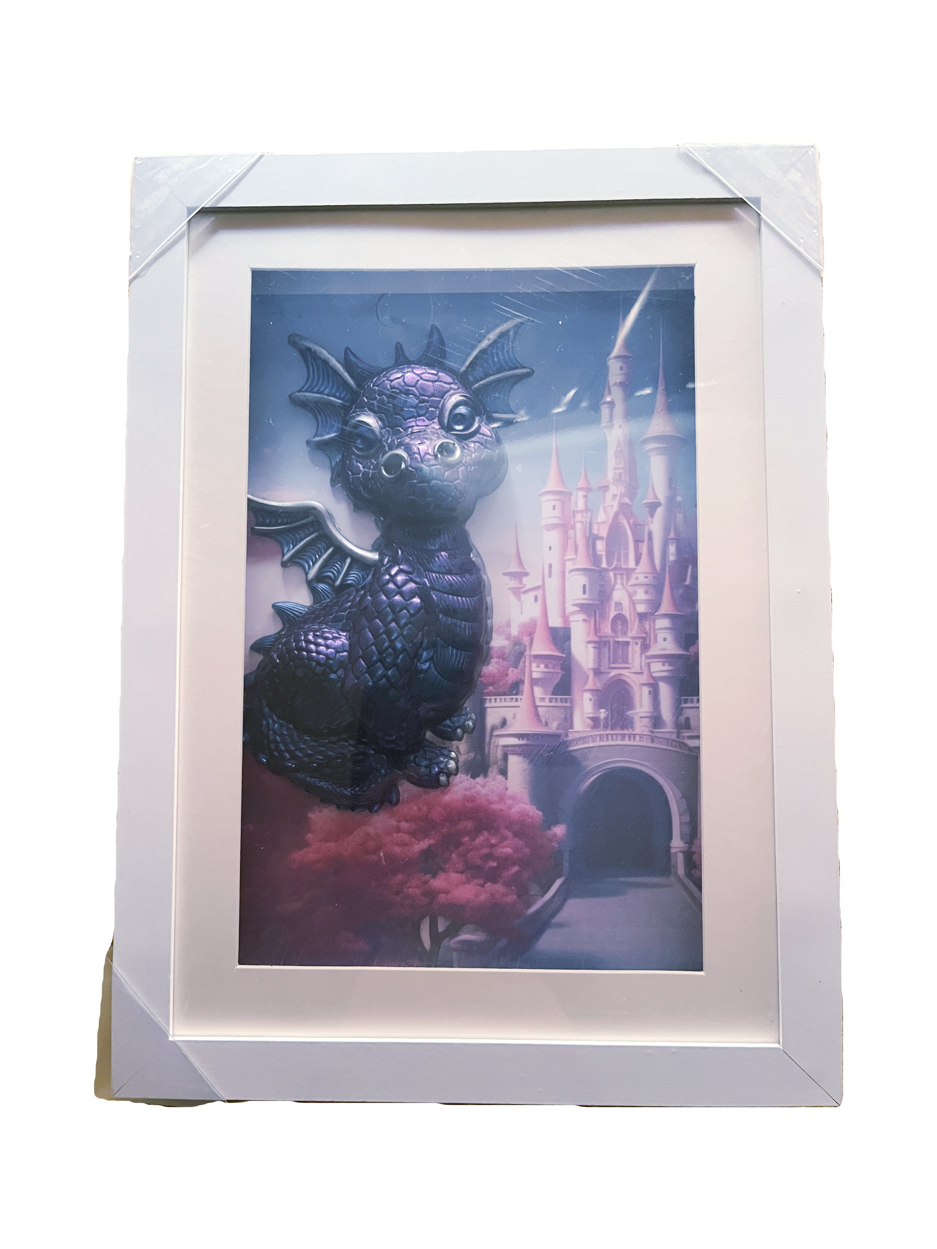 Cute 3D Dragon Resin Picture In Shadowbox Handmade Resin Decor