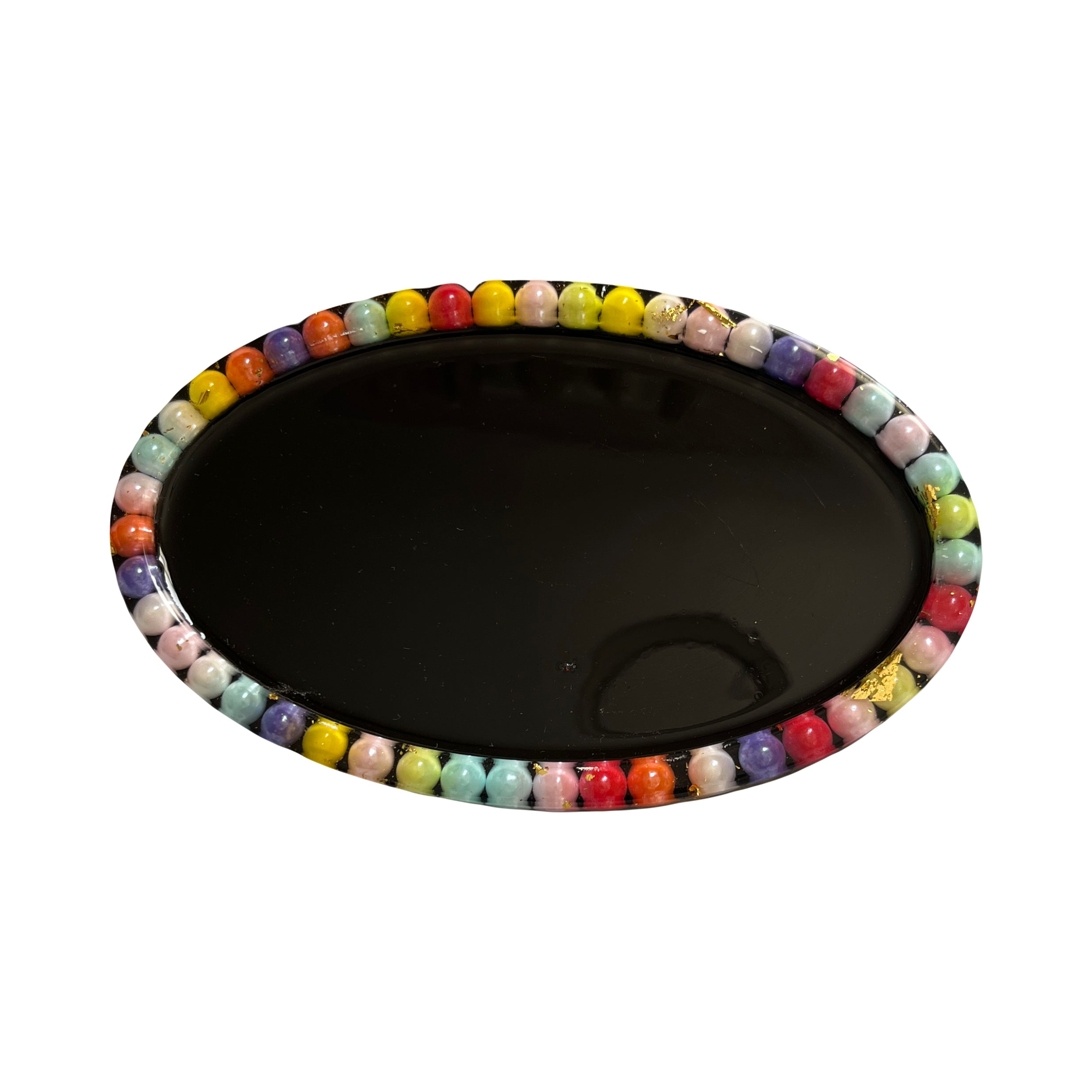 Handmade Resin Black Multi Colour Trinket Storage Dish