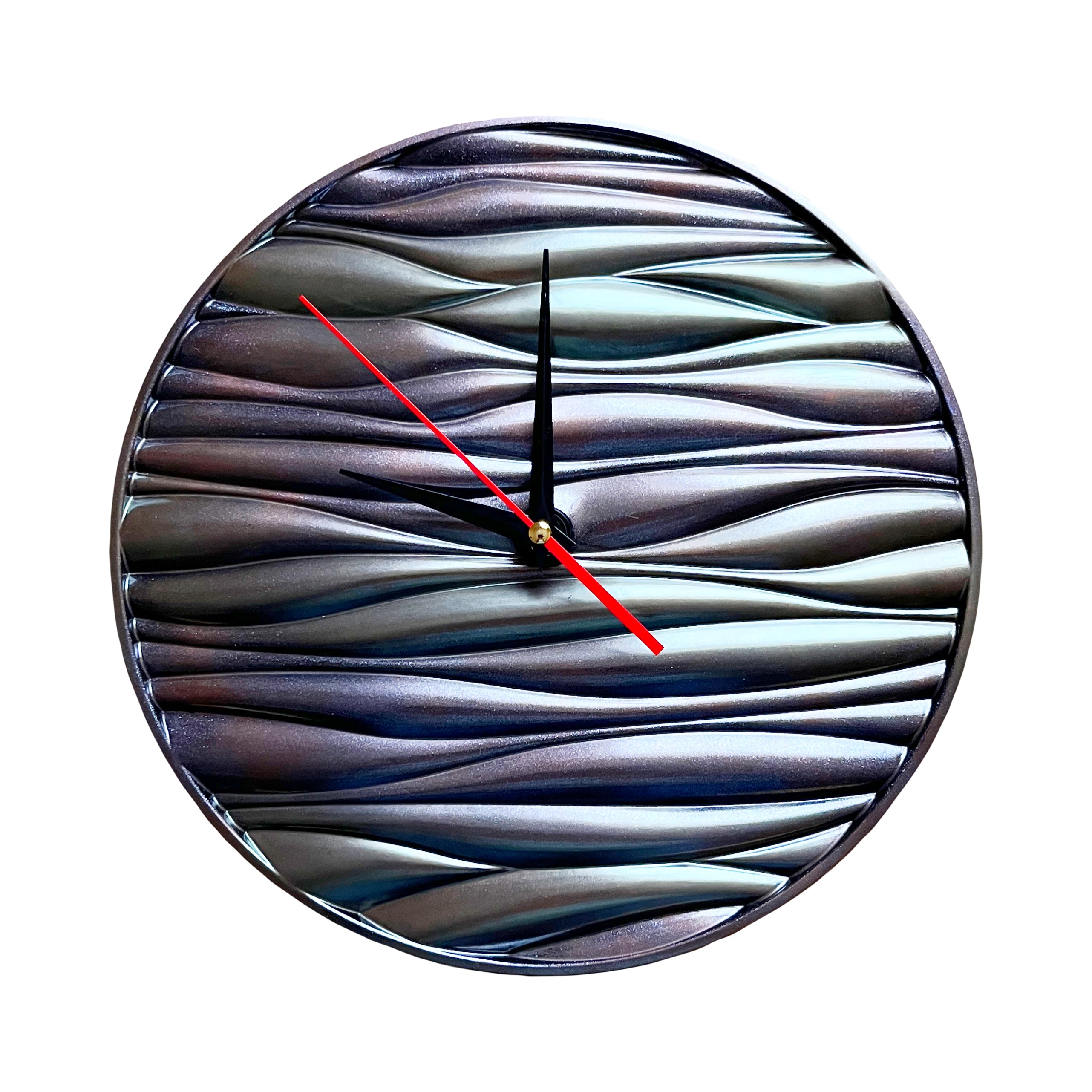 Large Metallic Silent Sweep Wall Clock Purple Green Blue Resin Clock