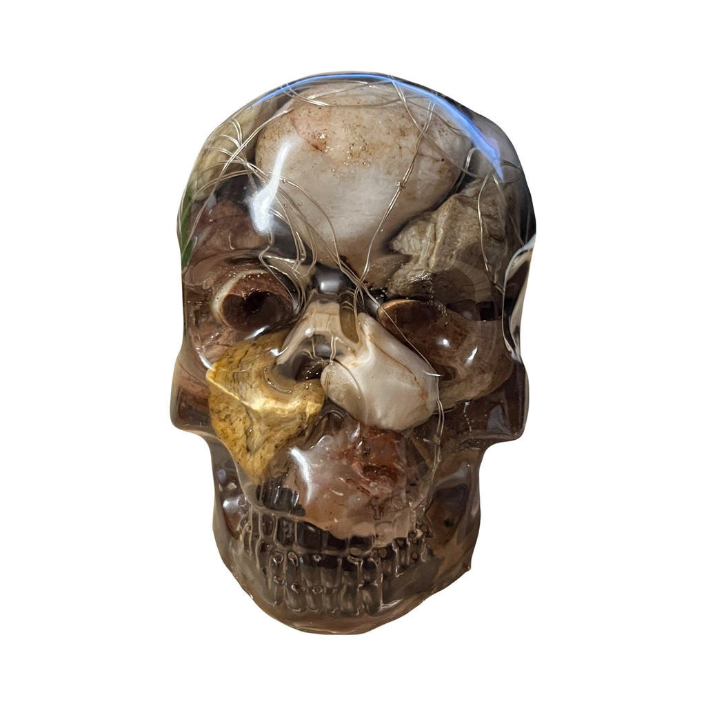Resin Stone Pebble Led Skull Handmade Gift Ornament Light