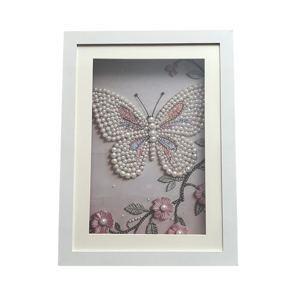 Pearl Butterfly Picture Wall Hanging In Shadowbox