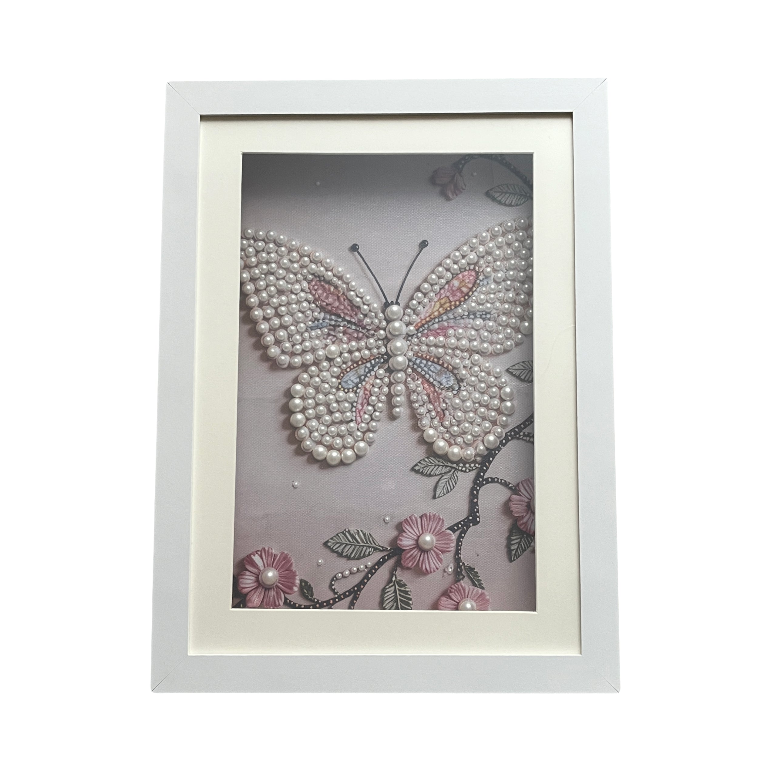 Pearl Butterfly Picture Wall Hanging In Shadowbox