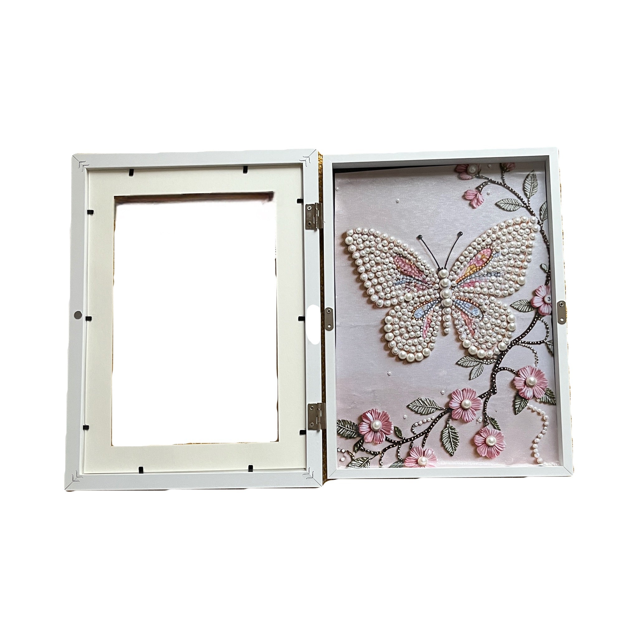Pearl Butterfly Picture Wall Hanging In Shadowbox