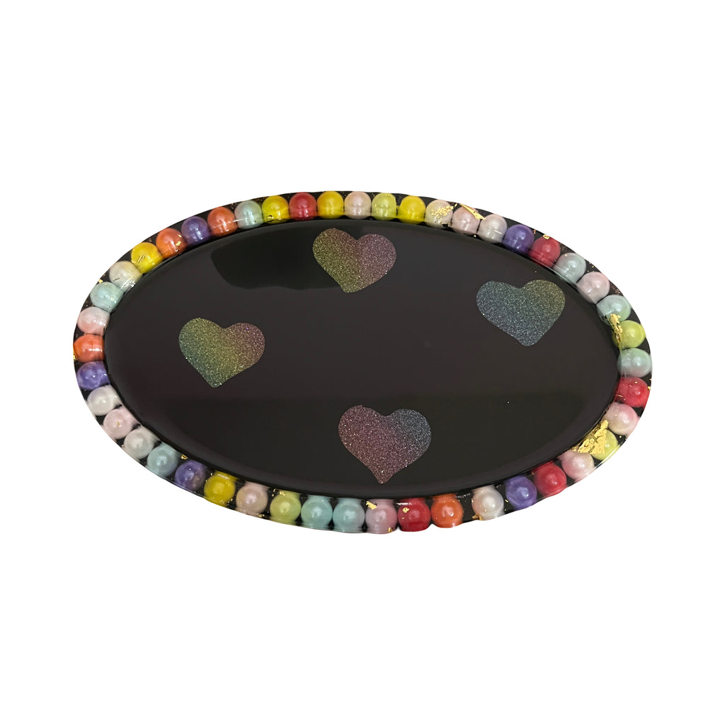 Handmade Resin Black Multi Colour Trinket Storage Organiser Dish