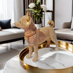 Beaded Golden Chihuahua Resin Statue Figurine Home Decor Gift