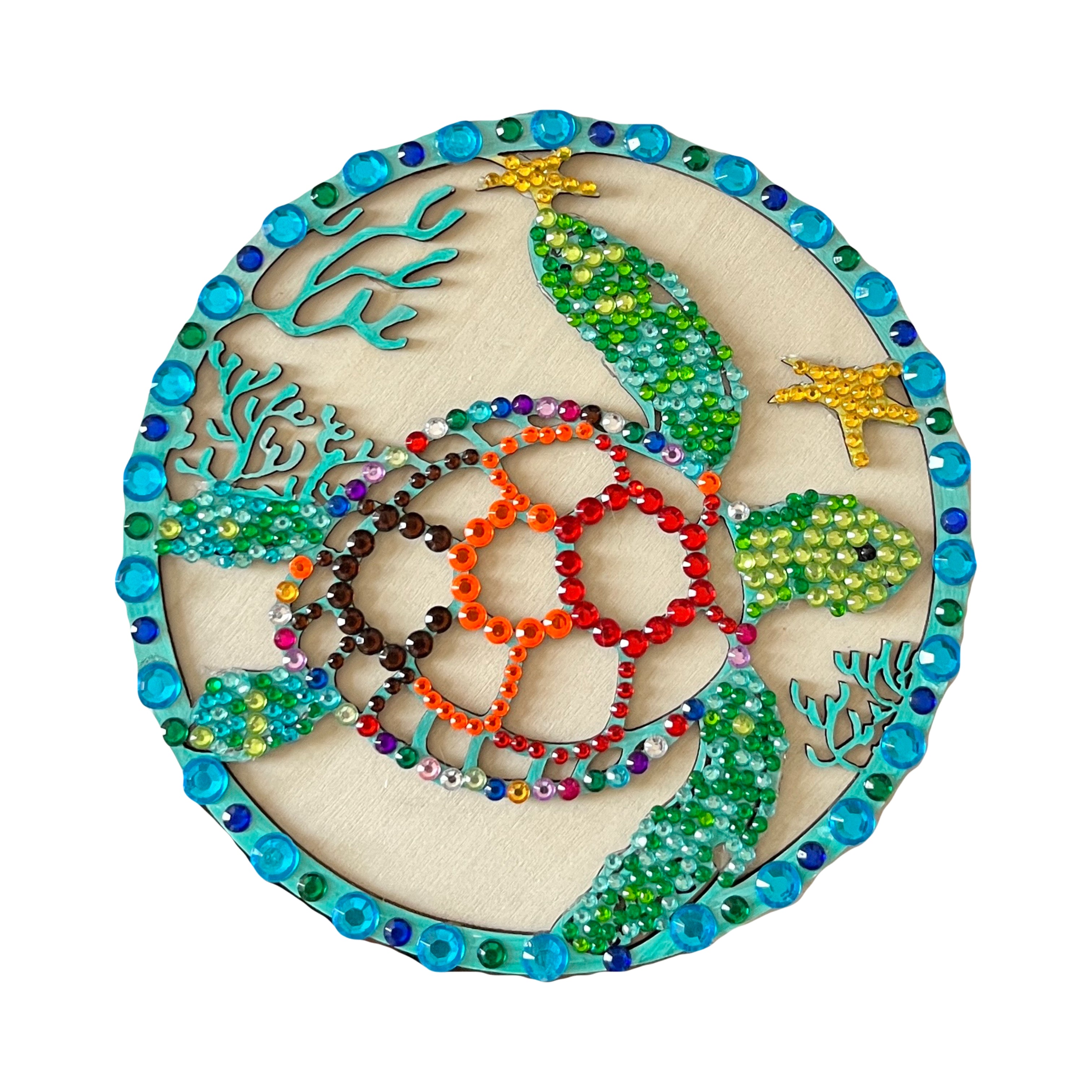 Handmade Wooden Hanging Turtle Decorated Sparkly Plaque