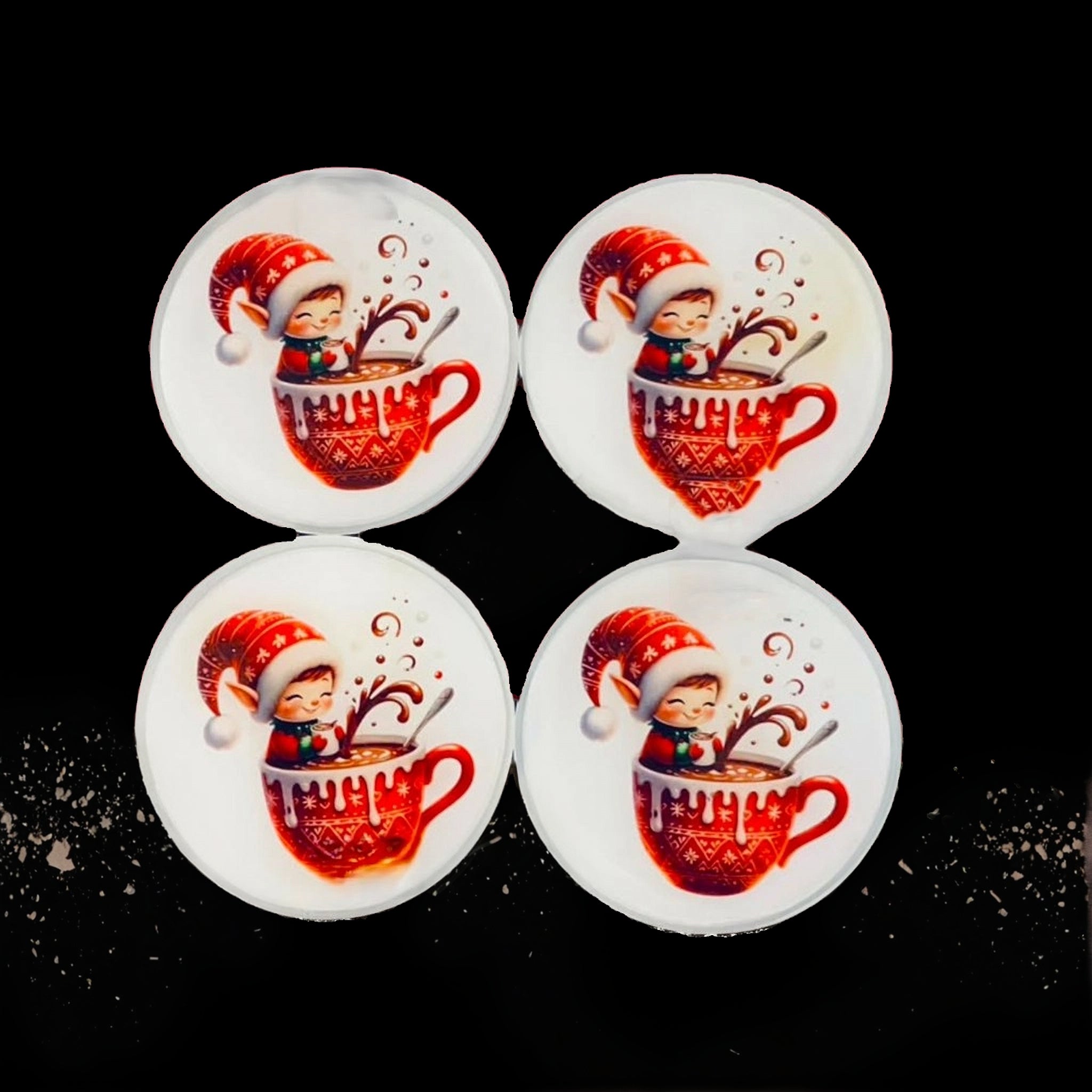 4 Christmas Elf Coasters Red and White image 3