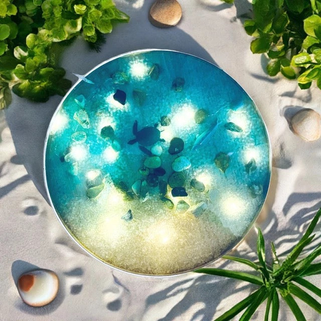 Beach Scene Wooden Led Table Top Lamp image 0