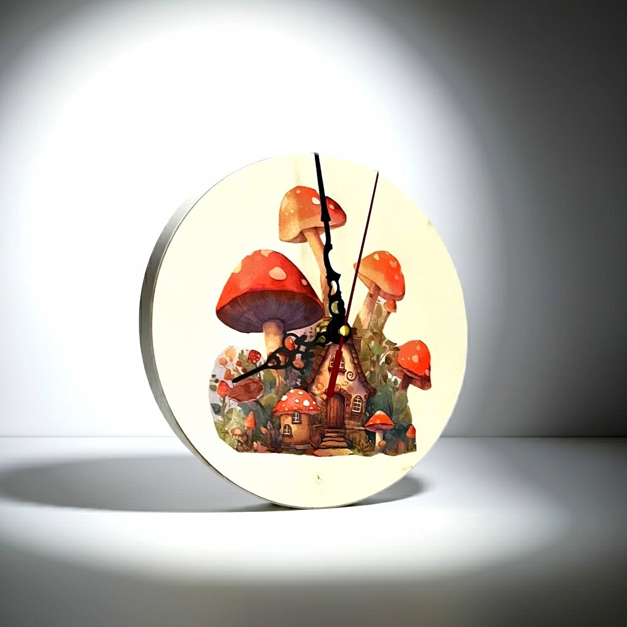 Decoupage Mushroom House Wall Clock image 4