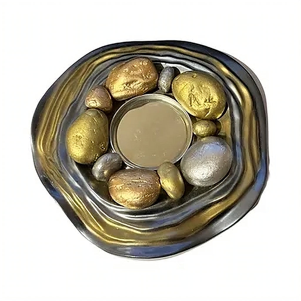 Gold Silver Resin Candle Holder Stone Plate image 3