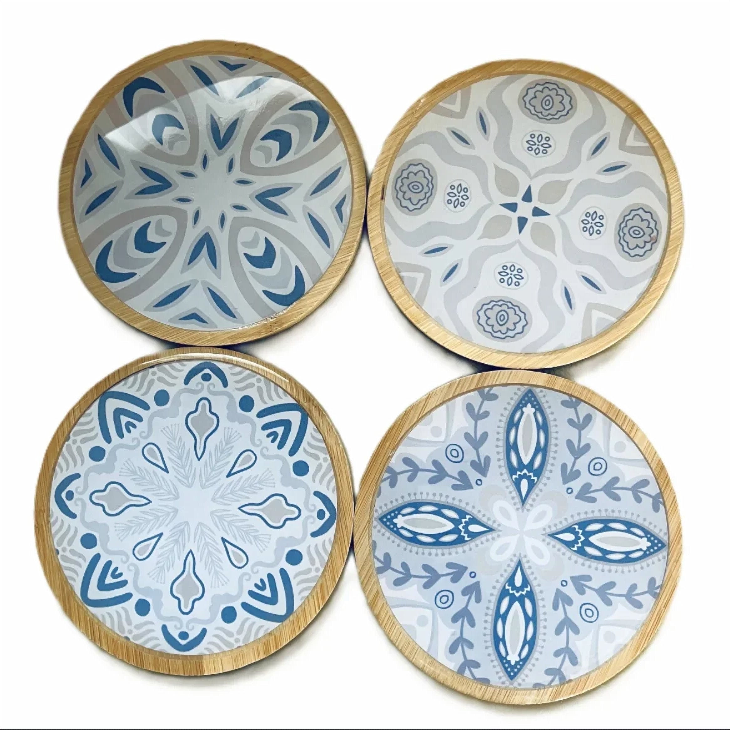 4 Resin Mandala Bamboo Coasters Mats image 2