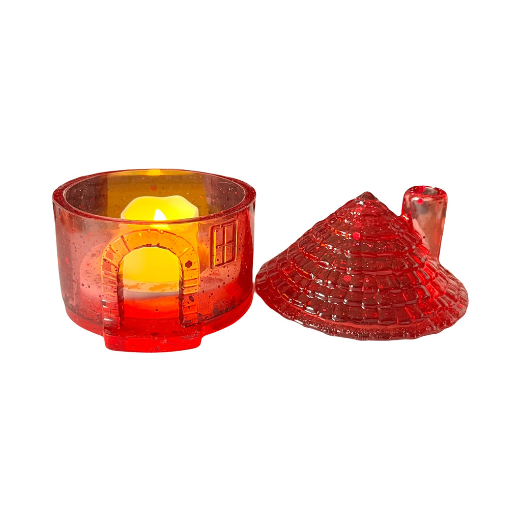 Red and White Christmas Candle Holder House image 7