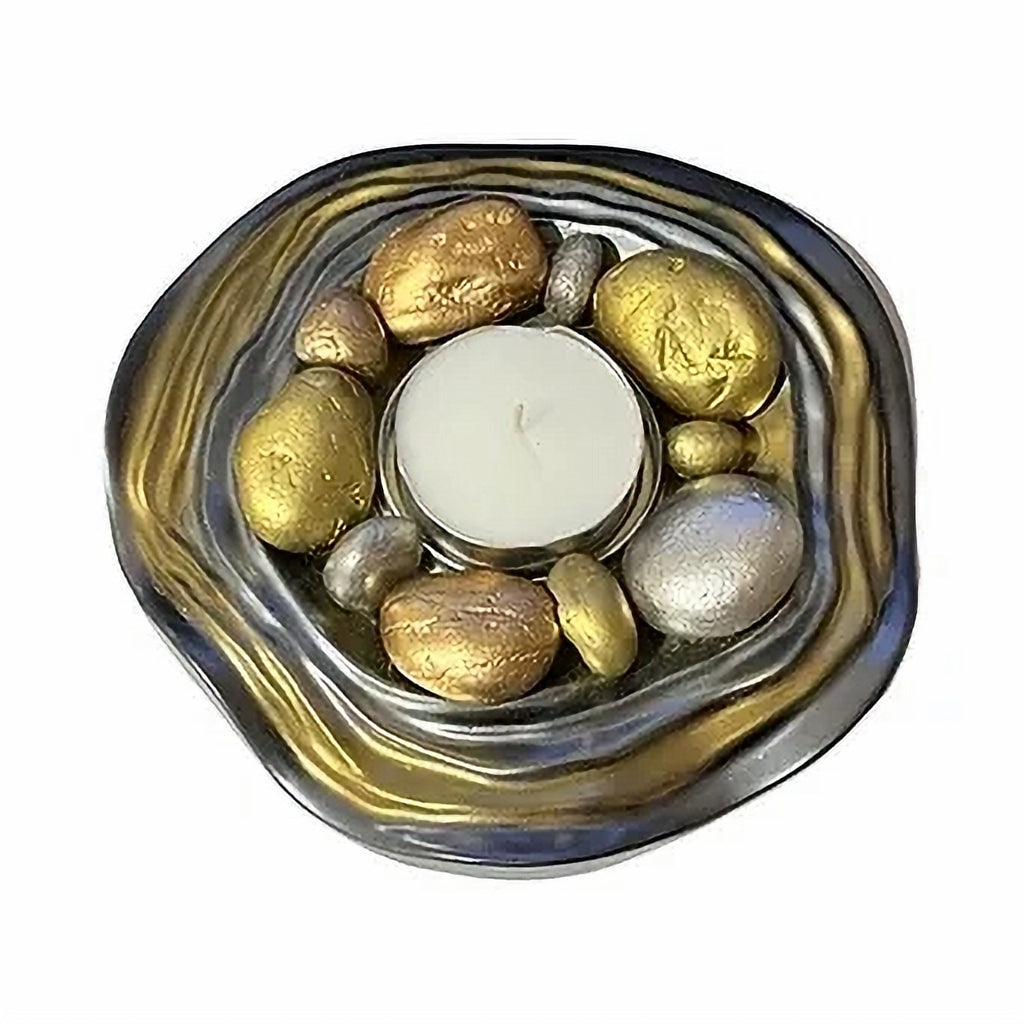 Gold Silver Resin Candle Holder Stone Plate image 4
