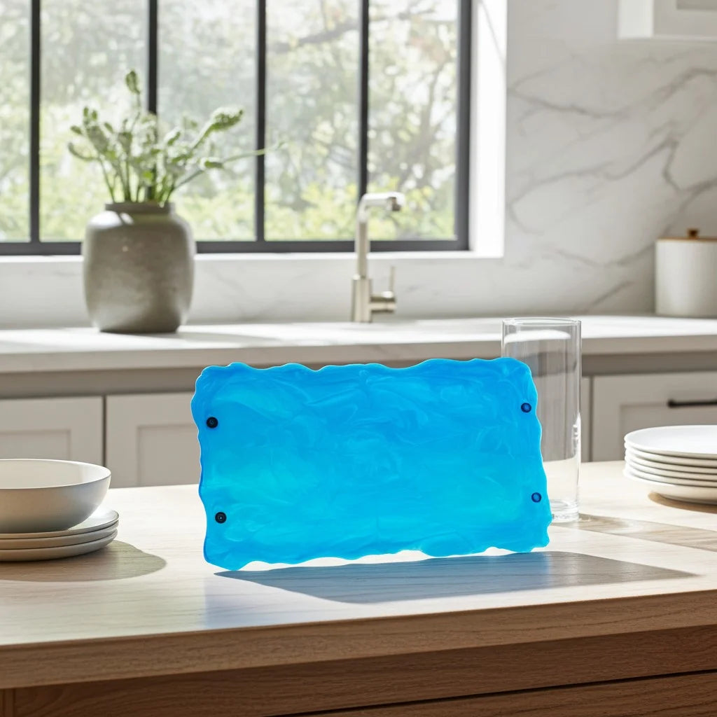 Blue Resin Handmade Serving Tray image 1