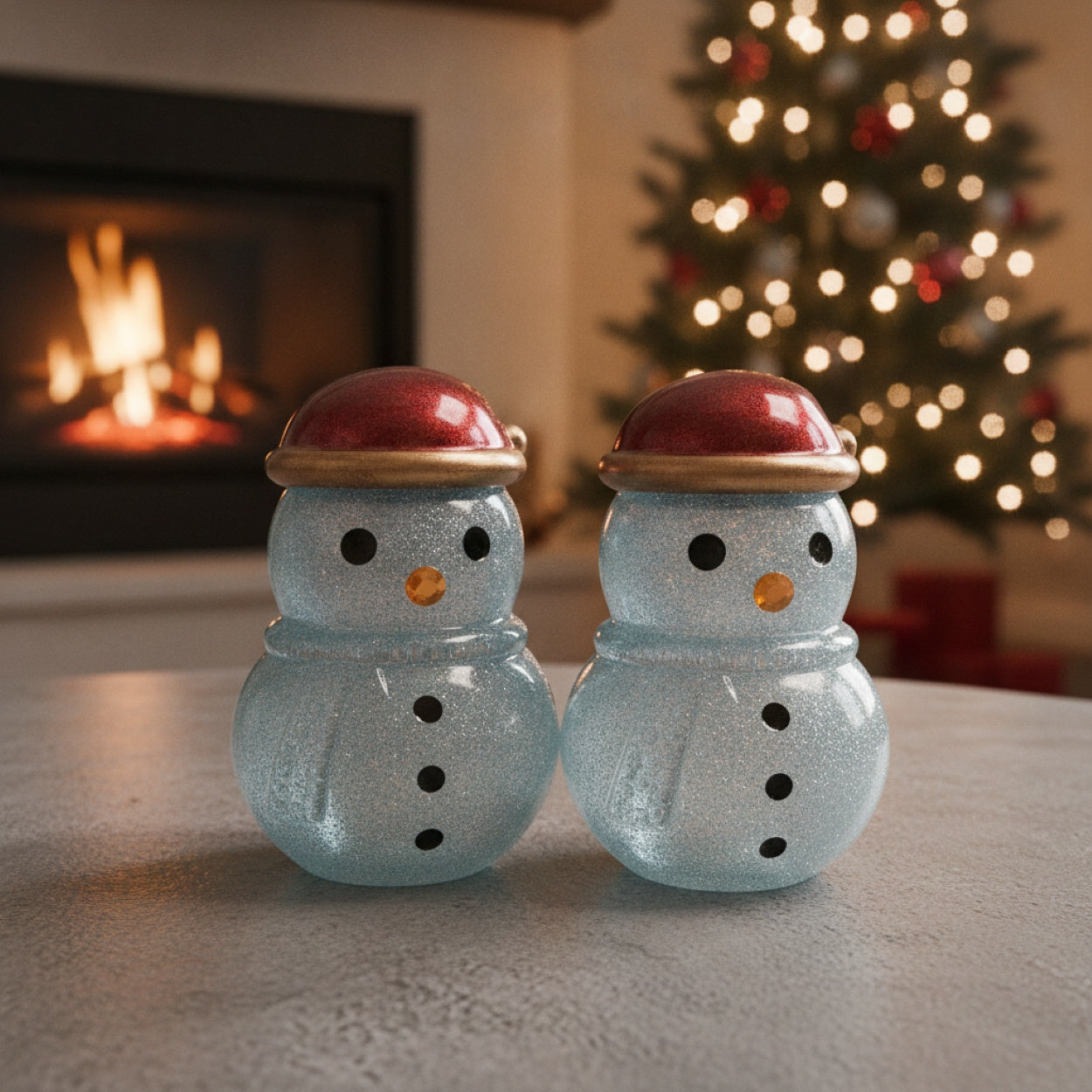 Christmas Resin White Snowmen Trinket Jars