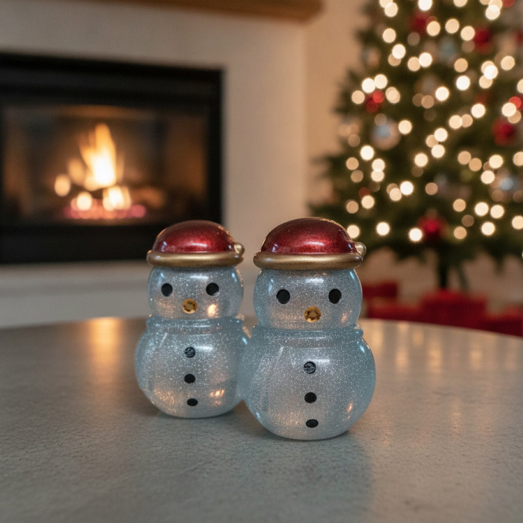 Christmas Resin White Snowmen Trinket Jars
