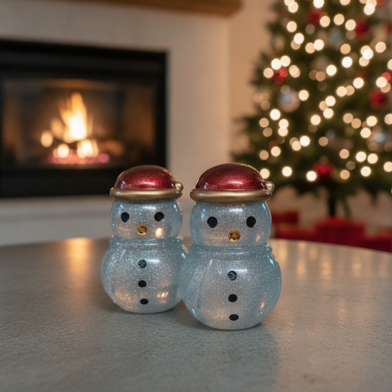 Christmas Resin White Snowmen Trinket Jars