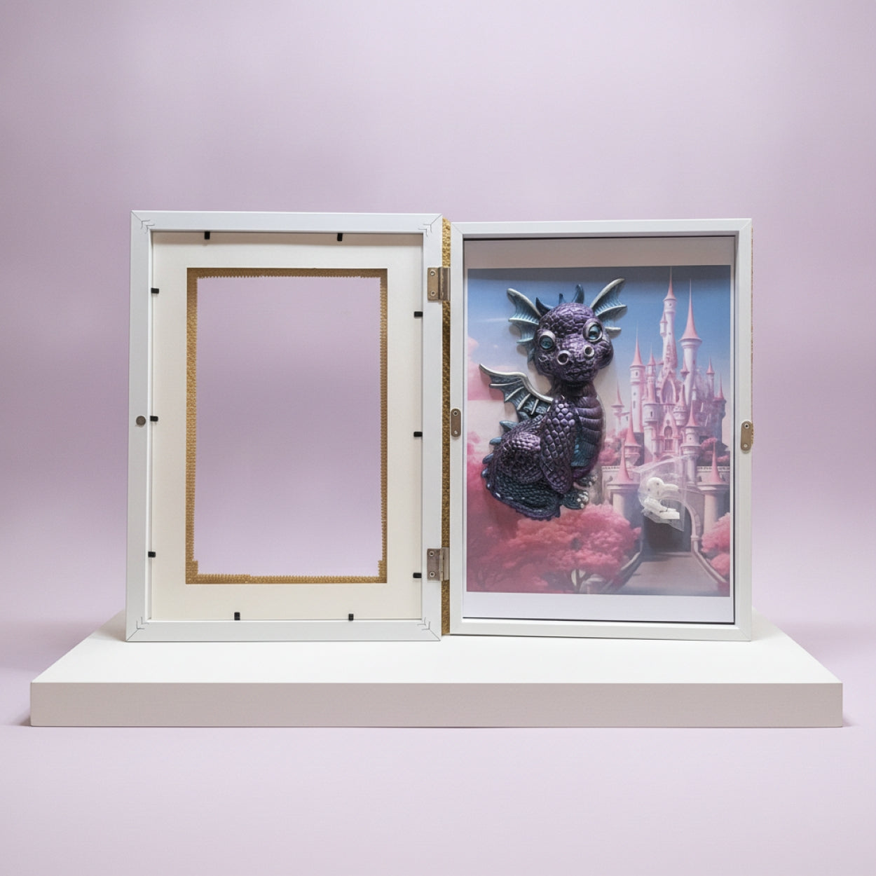 Cute 3D Dragon Resin Picture In Shadowbox Handmade Resin Decor