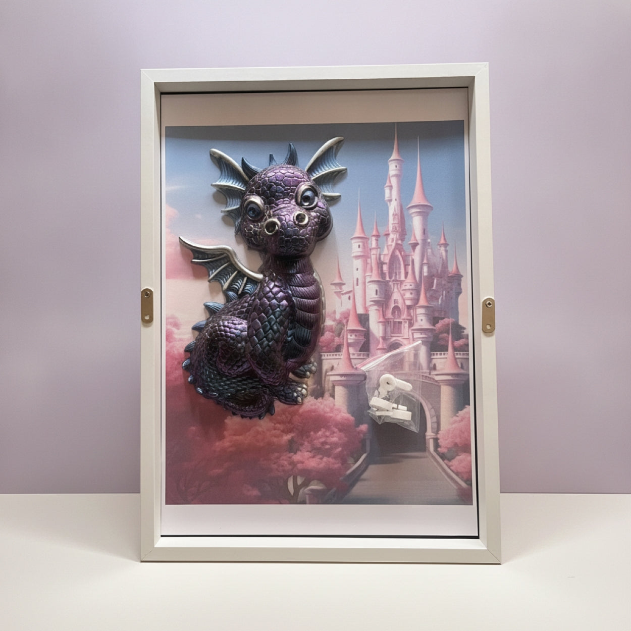 Cute 3D Dragon Resin Picture In Shadowbox Handmade Resin Decor