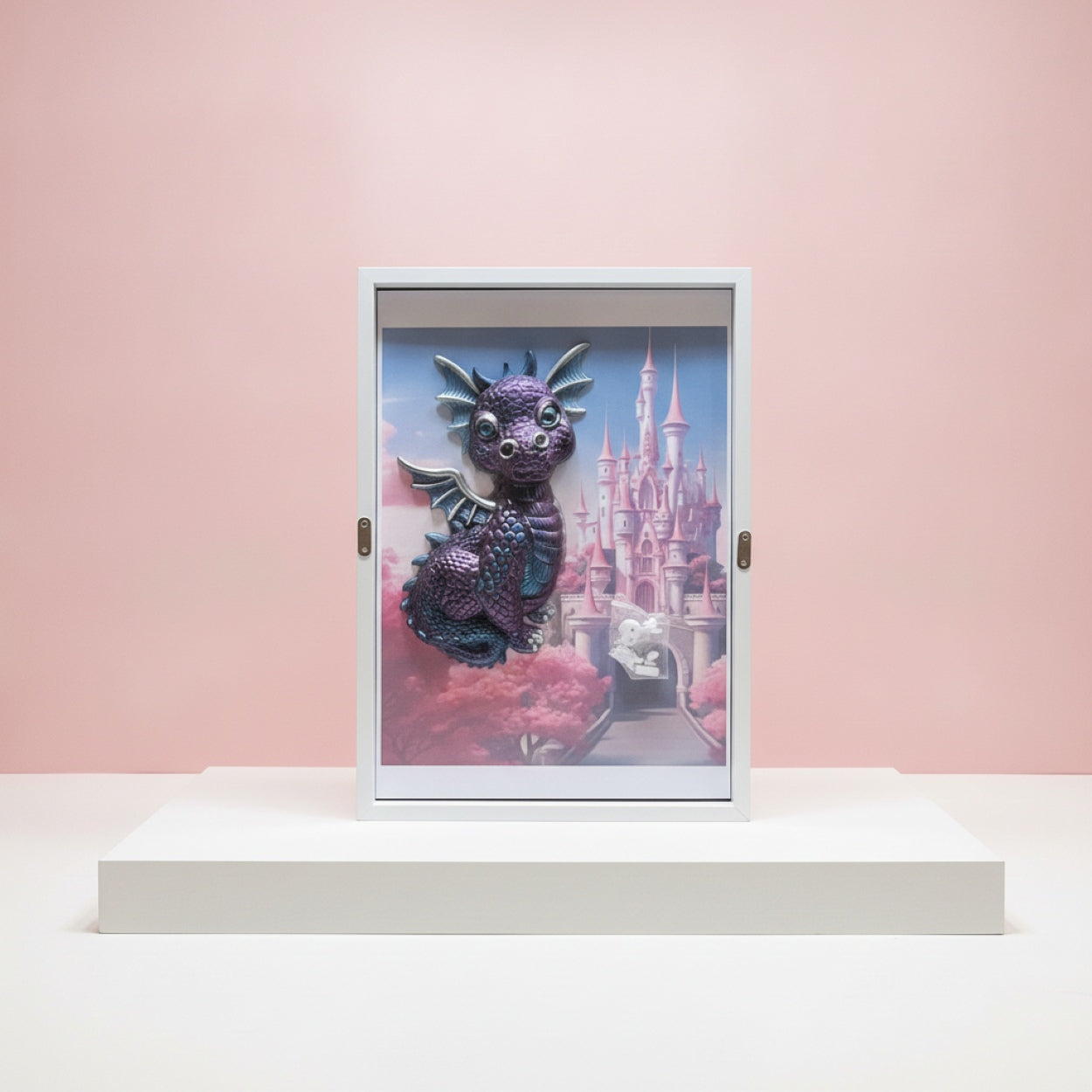 Cute 3D Dragon Resin Picture In Shadowbox Handmade Resin Decor