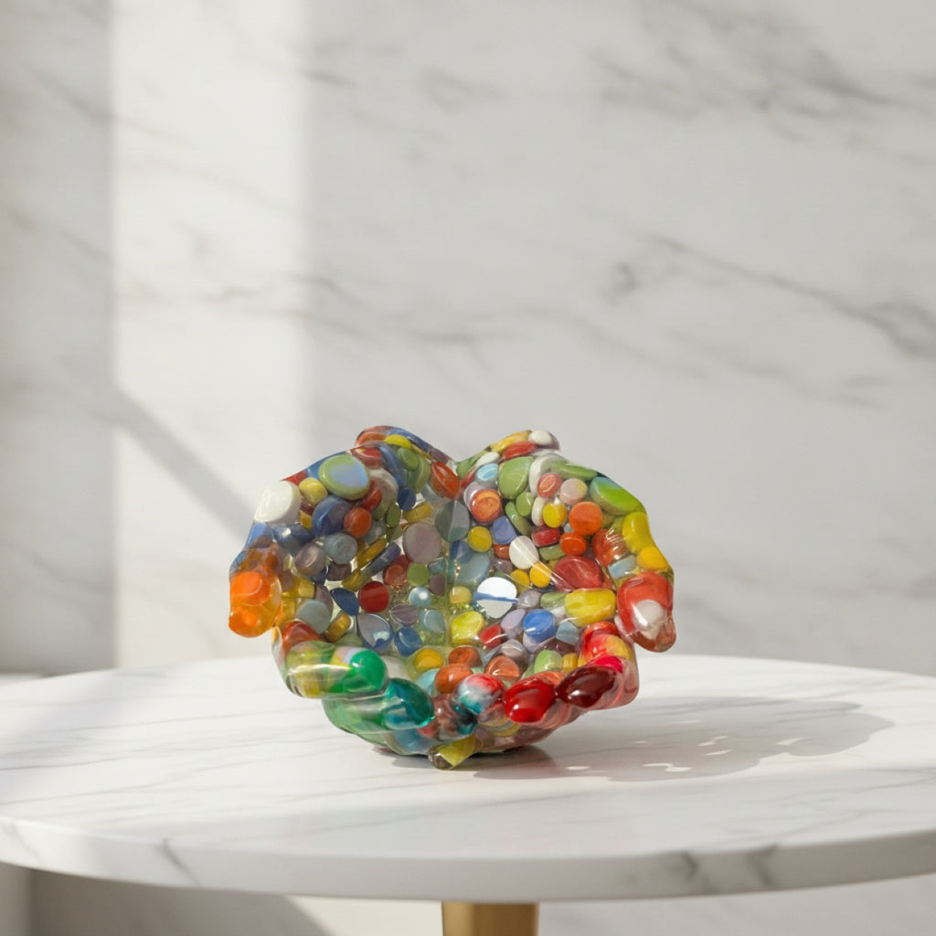 Handmade Resin Multi Coloured Spiritual Hands Storage Dish