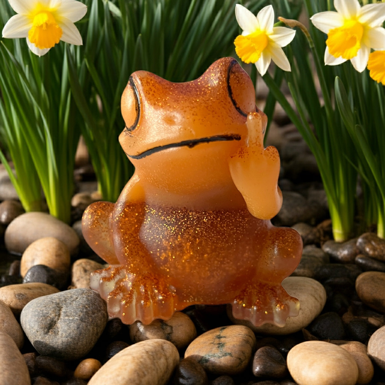 Handmade Novely Funny Finger Resin Frog Statue Ornaments