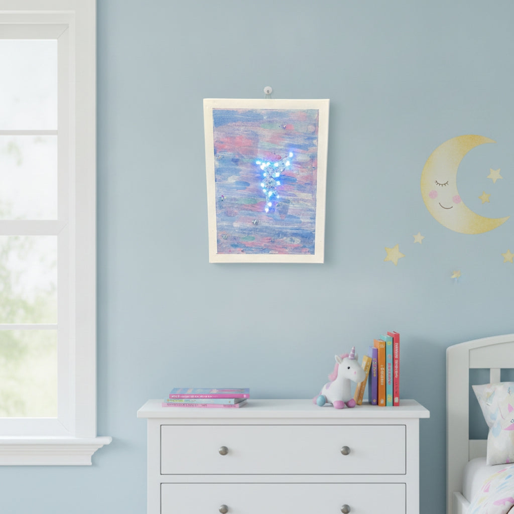 Hand Painted Canvas Colourful LED  Fairy Wall Hanging Picture
