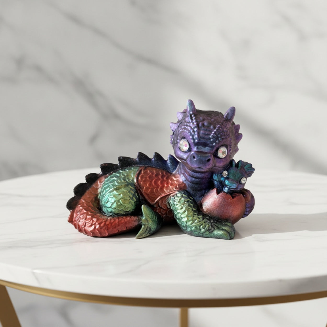 Handmade Dragon With Baby And Egg Figurine Resin Ornament Gift