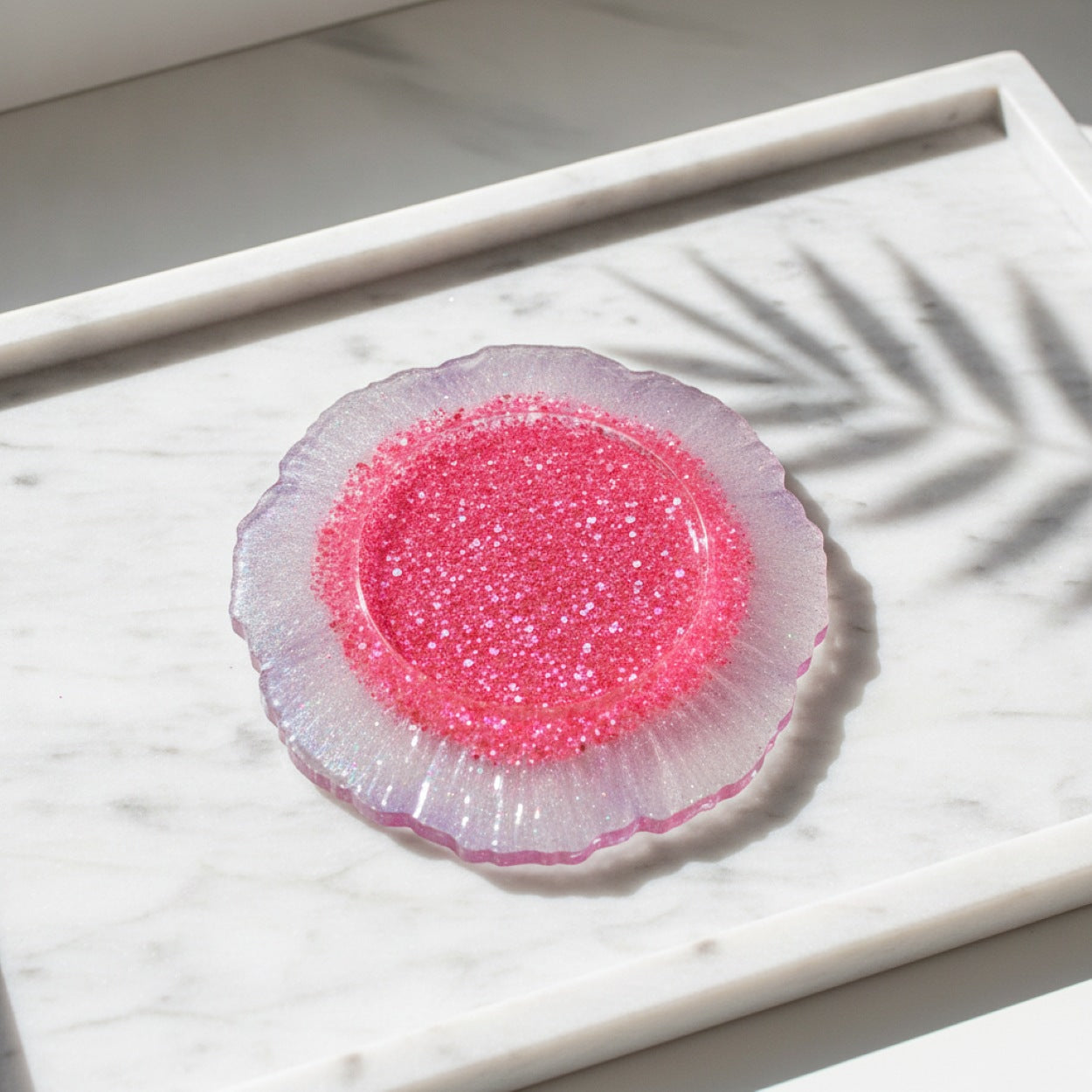 Handmade Resin Pink Glitter Decorative Plate