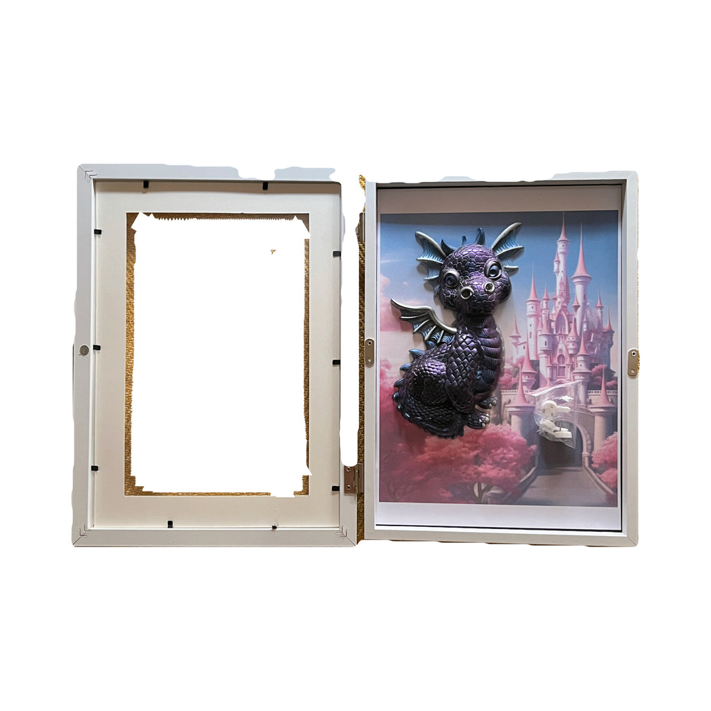 Cute 3D Dragon Resin Picture In Shadowbox Handmade Resin Decor