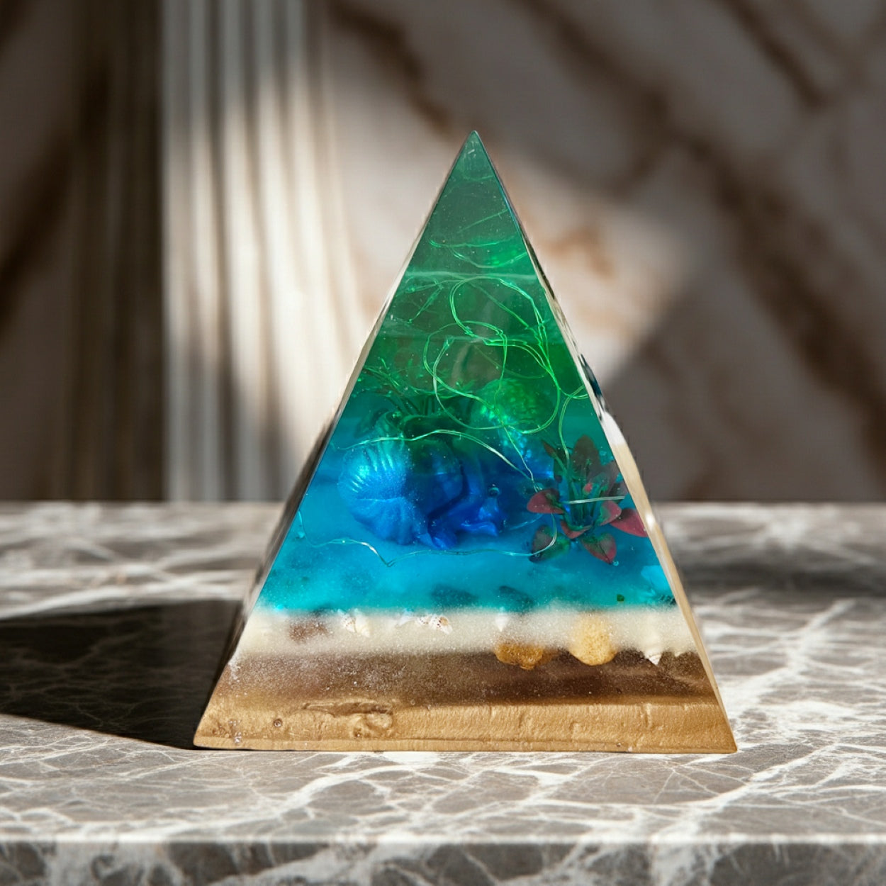 Bespoke Handmade Resin Mermaid Pyramid Lamp
