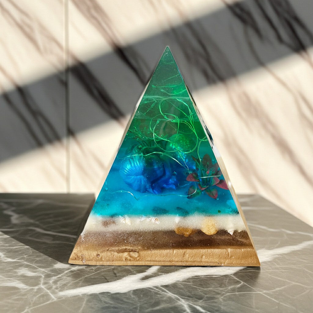 Bespoke Handmade Resin Mermaid Pyramid Lamp