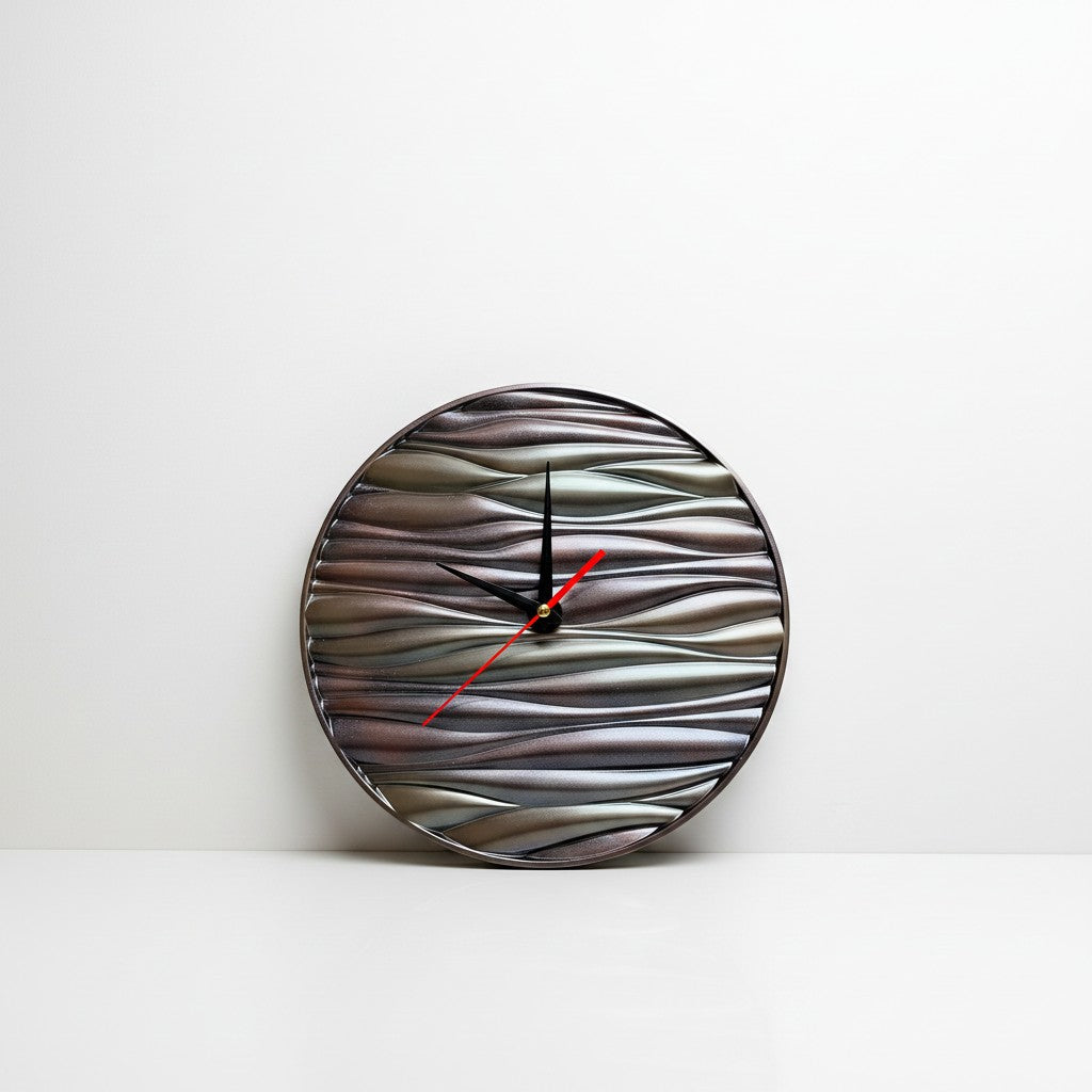 Large Metallic Silent Sweep Wall Clock Purple Green Blue Resin Clock