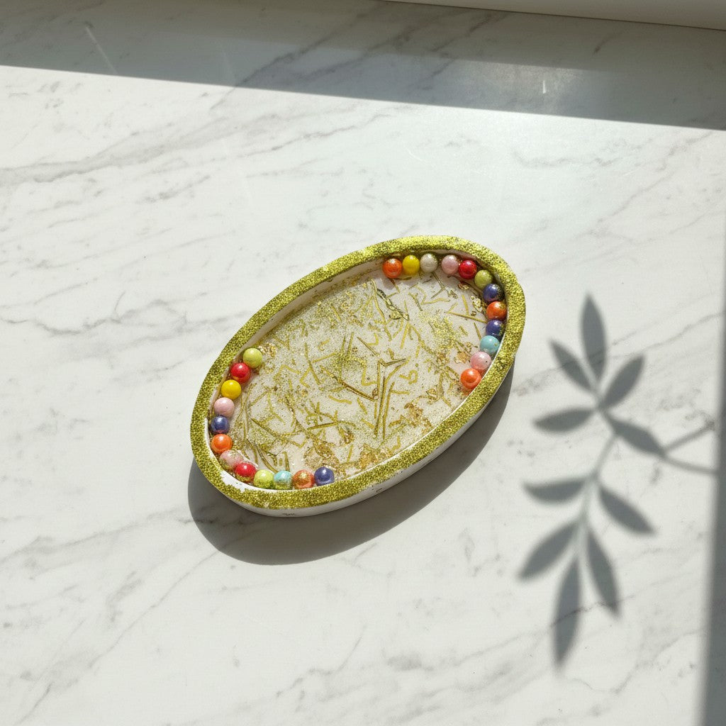 Handmade Ceramic Multi Colour Trinket Storage Dish