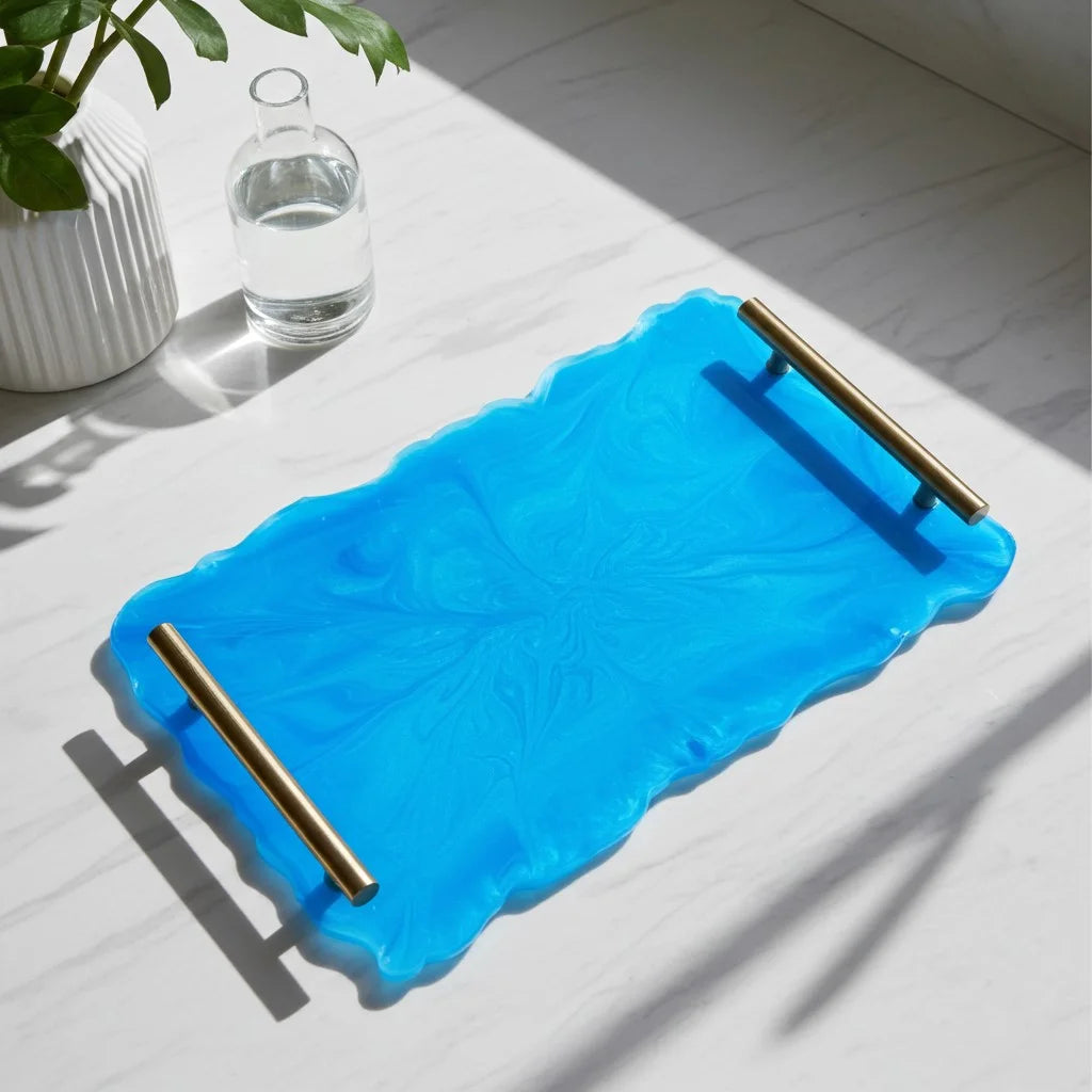 Blue Resin Handmade Serving Tray image 0