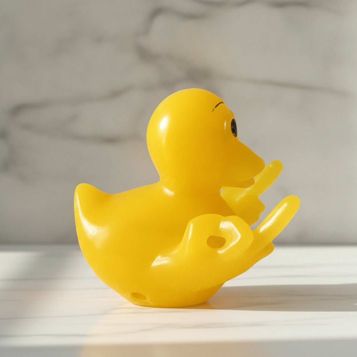 Handmade Funny Fingers Novelty Resin Duck Figurine
