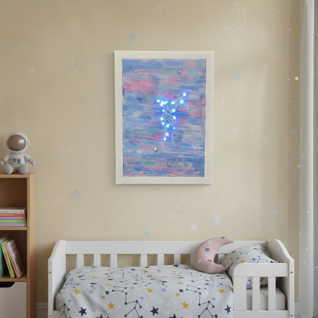 Hand Painted Canvas Colourful LED  Fairy Wall Hanging Picture