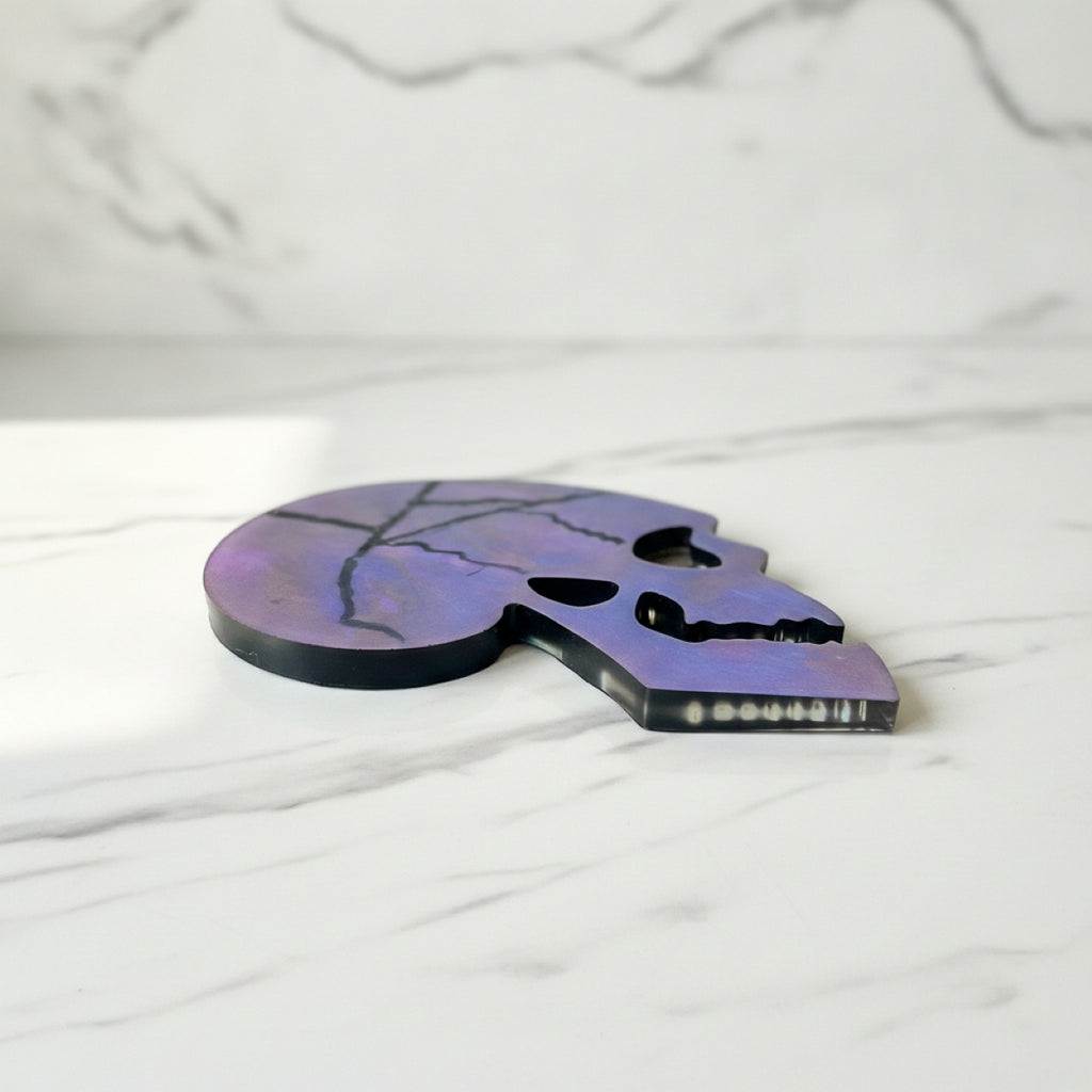Large Handmade Skull Shaped Resin Non Slip Coasters