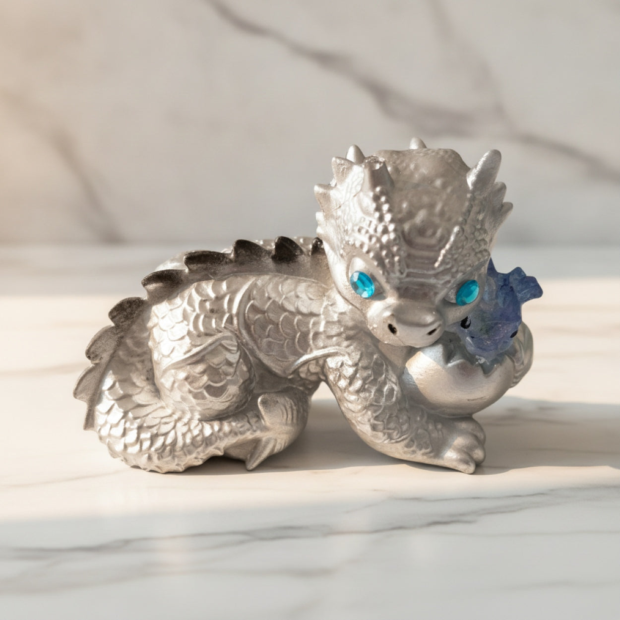 Handmade Dragon With Baby And Egg Figurine Resin Ornament Gift