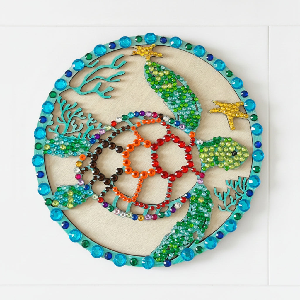Handmade Wooden Hanging Turtle Decorated Sparkly Plaque