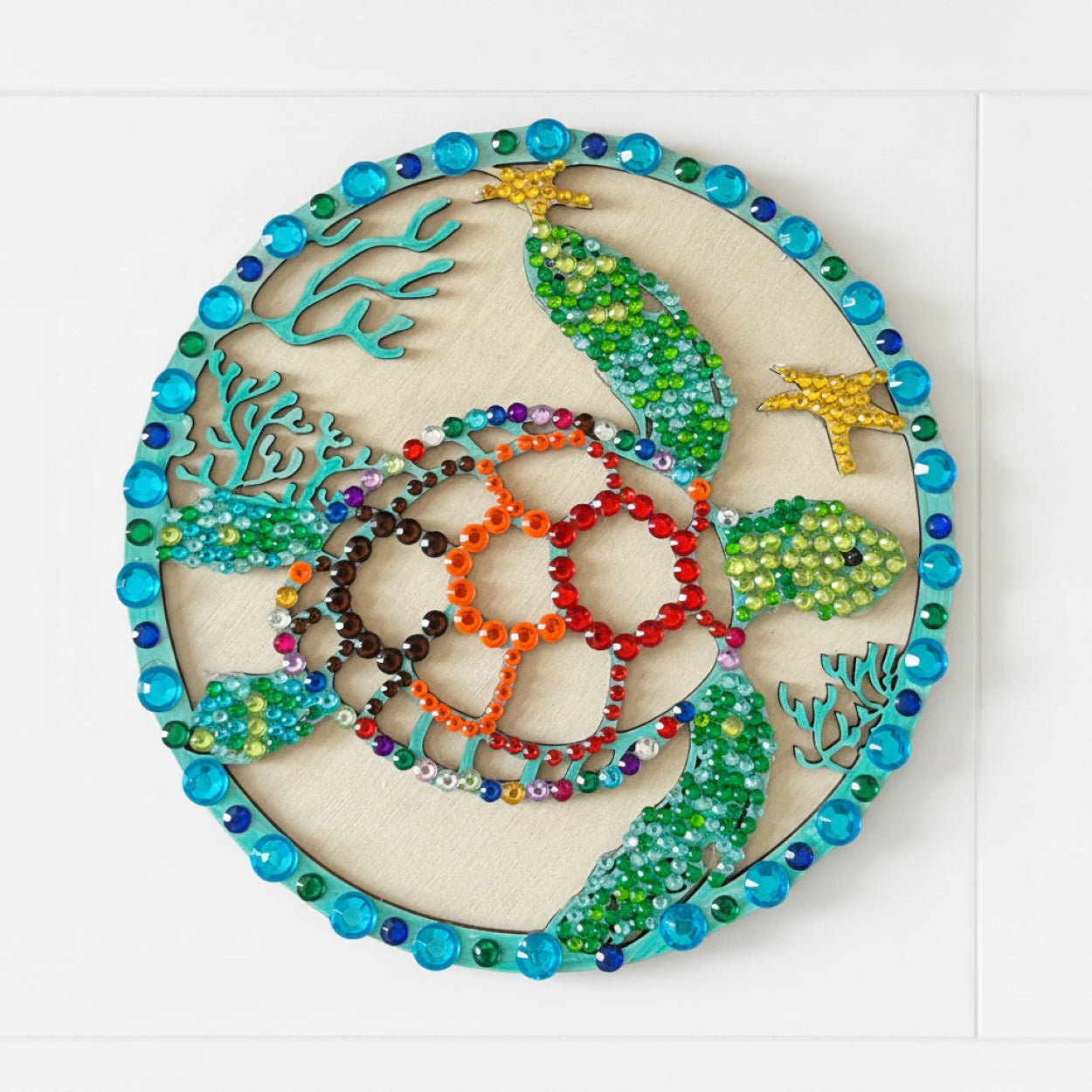 Handmade Wooden Hanging Turtle Decorated Sparkly Plaque