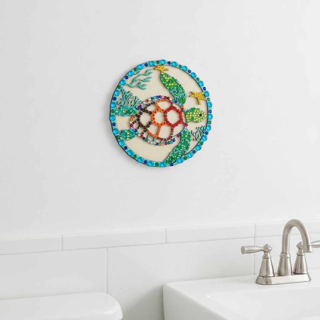 Handmade Wooden Hanging Turtle Decorated Sparkly Plaque