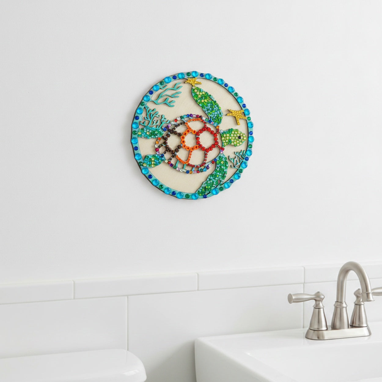 Handmade Wooden Hanging Turtle Decorated Sparkly Plaque