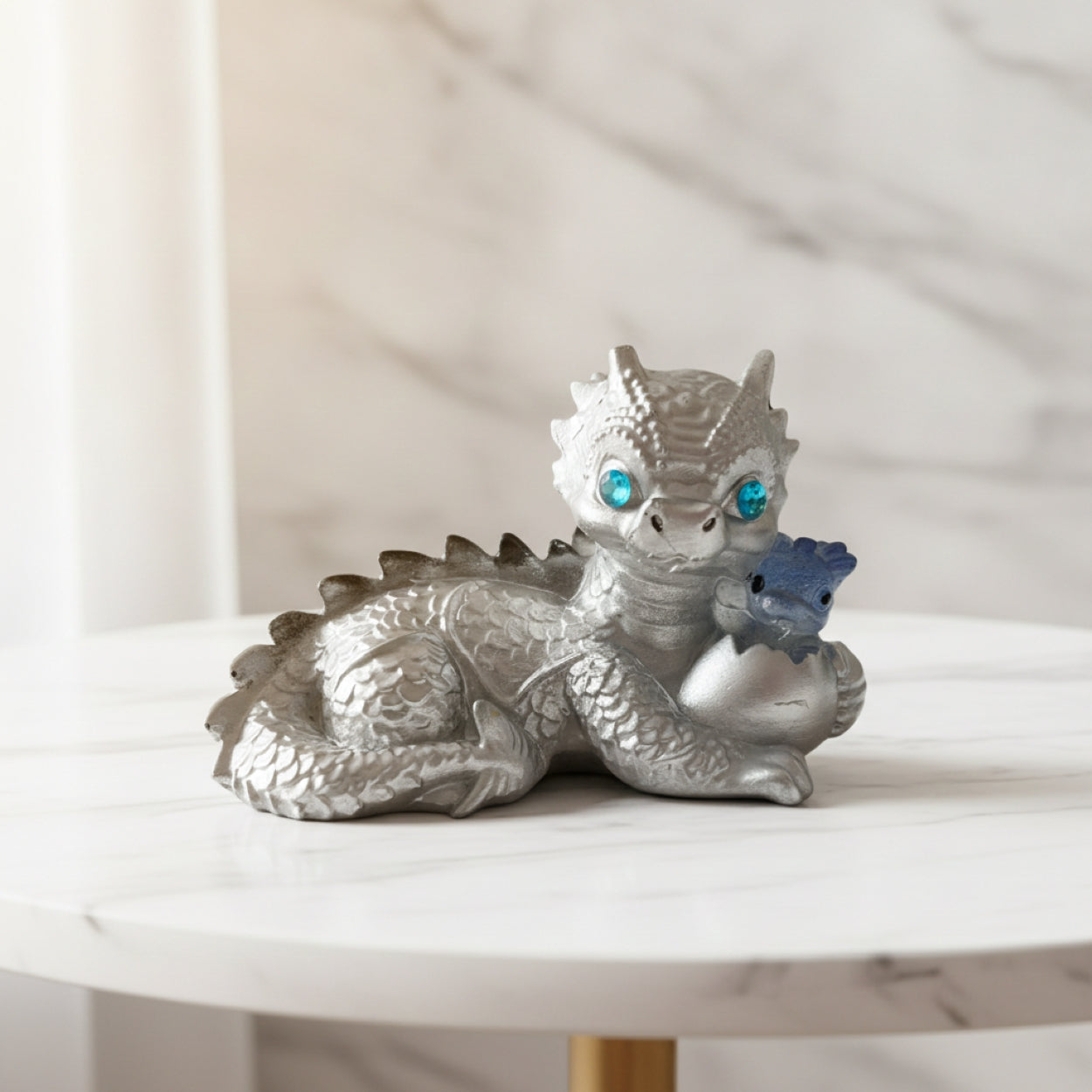 Handmade Dragon With Baby And Egg Figurine Resin Ornament Gift